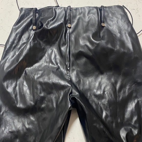 Black Lace-Up Leather Pants - Picture 5 of 5